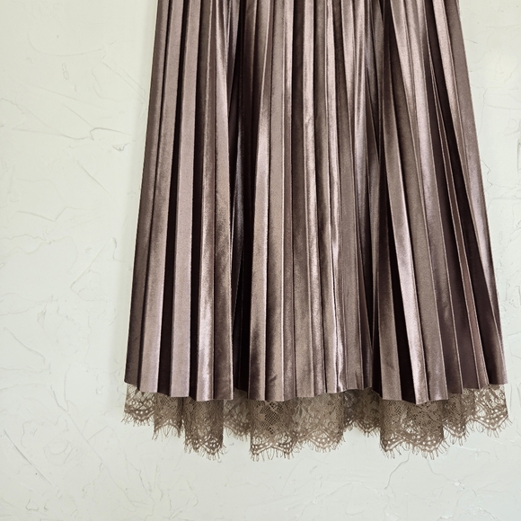 Pleated Velvet Lace Reversible Skirt - Picture 4 of 7